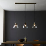 Marlowe Clear Glass Three Light Pendant in Antique Brass
