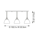 Marlowe Clear Glass Three Light Pendant in Antique Brass