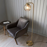 Ripple Champagne Lustre Floor Lamp in Satin Brass