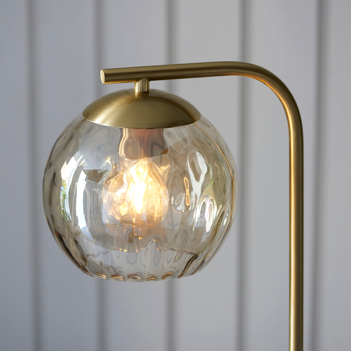 Ripple Champagne Lustre Floor Lamp in Satin Brass