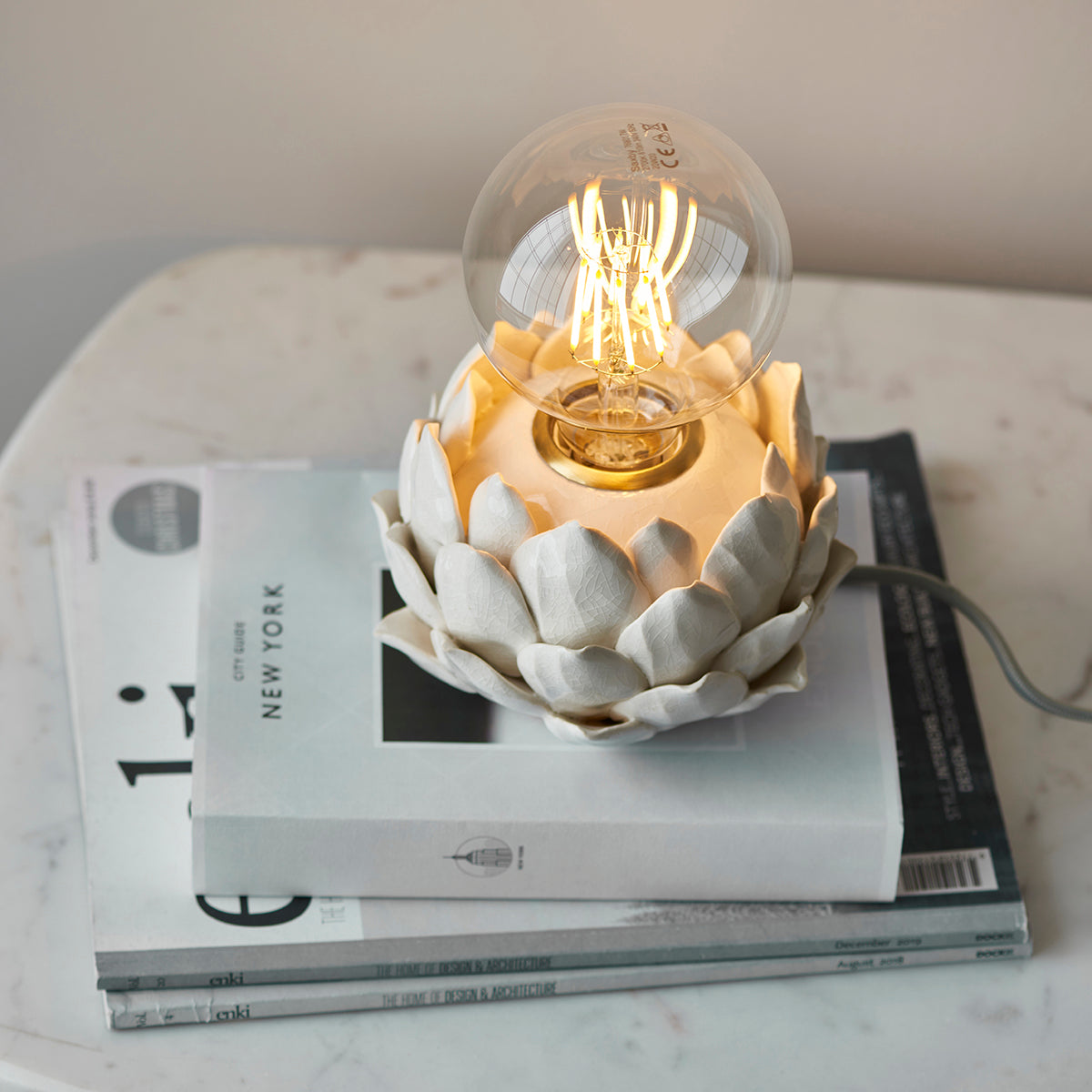 Elyse Table Lamp in Oatmeal Crackle and Antique Brass