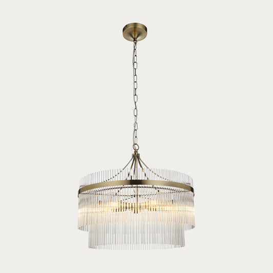 Seraphina Clear Glass Five Light Pendant in Antique Brass