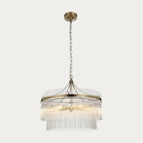 Seraphina Clear Glass Five Light Pendant in Antique Brass