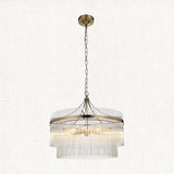 Seraphina Clear Glass Five Light Pendant in Antique Brass