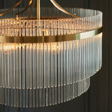 Seraphina Clear Glass Five Light Pendant in Antique Brass