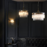 Seraphina Clear Glass Five Light Pendant in Antique Brass