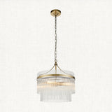 Seraphina Clear Glass Three Light Pendant in Antique Brass