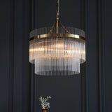 Seraphina Clear Glass Three Light Pendant in Antique Brass
