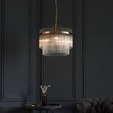 Seraphina Clear Glass Three Light Pendant in Antique Brass