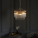 Seraphina Clear Glass Three Light Pendant in Antique Brass