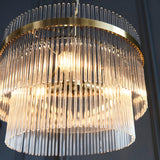 Seraphina Clear Glass Three Light Pendant in Antique Brass