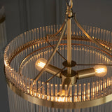 Seraphina Clear Glass Three Light Pendant in Antique Brass