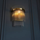 Seraphina Clear Glass Wall Light in Antique Brass