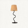 Piper Natural Raffia Table Lamp in Matt Black