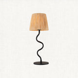 Piper Natural Raffia Table Lamp in Matt Black