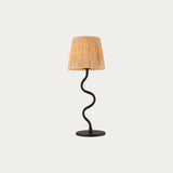 Piper Natural Raffia Table Lamp in Matt Black