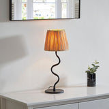 Piper Natural Raffia Table Lamp in Matt Black