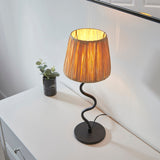 Piper Natural Raffia Table Lamp in Matt Black