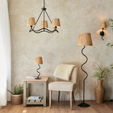 Piper Natural Raffia Table Lamp in Matt Black