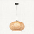 Estelle Natural Bamboo Round Pendant in Matt Black