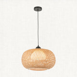 Estelle Natural Bamboo Round Pendant in Matt Black