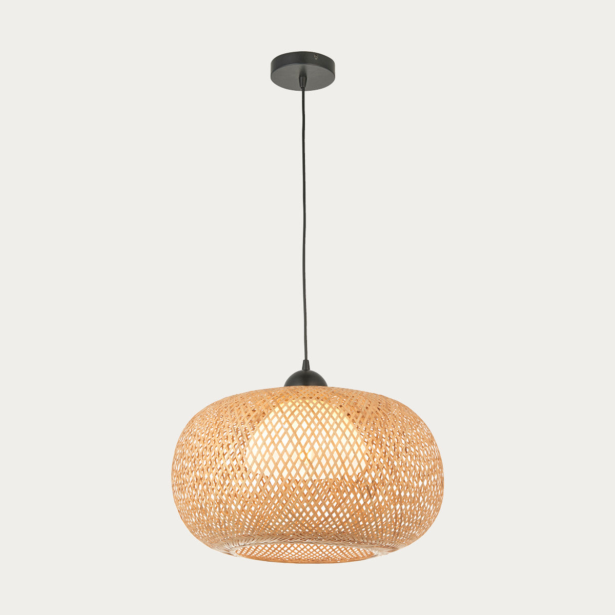 Estelle Natural Bamboo Round Pendant in Matt Black