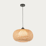 Estelle Natural Bamboo Round Pendant in Matt Black