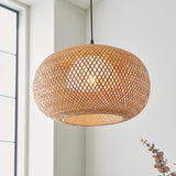 Estelle Natural Bamboo Round Pendant in Matt Black