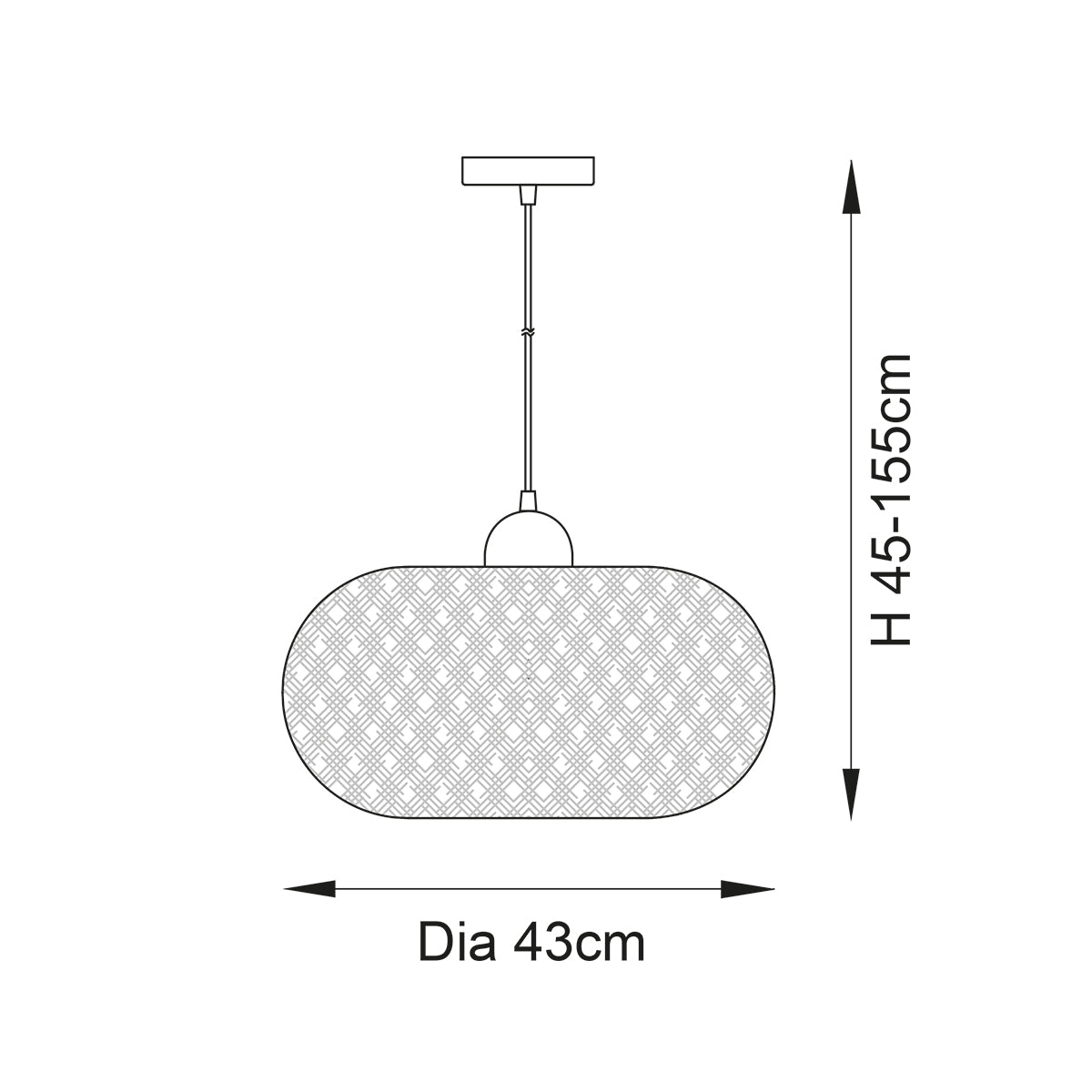 Estelle Natural Bamboo Round Pendant in Matt Black