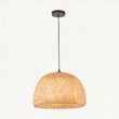 Estelle Natural Bamboo Dome Pendant in Matt Black