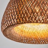 Estelle Natural Bamboo Dome Pendant in Matt Black