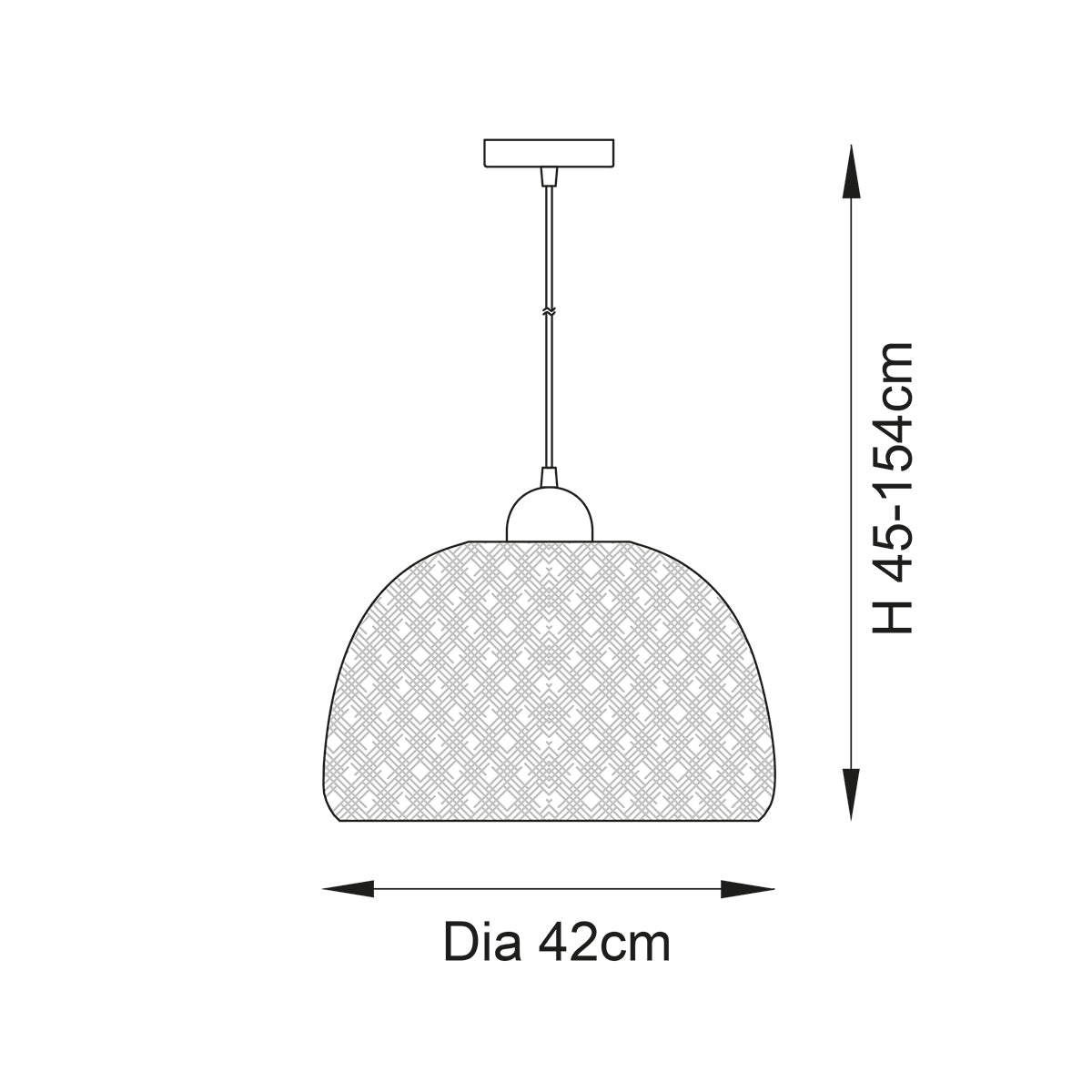 Estelle Natural Bamboo Dome Pendant in Matt Black