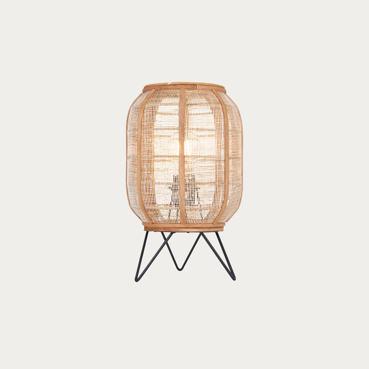 Ren Natural Bamboo Table Lamp in Matt Black