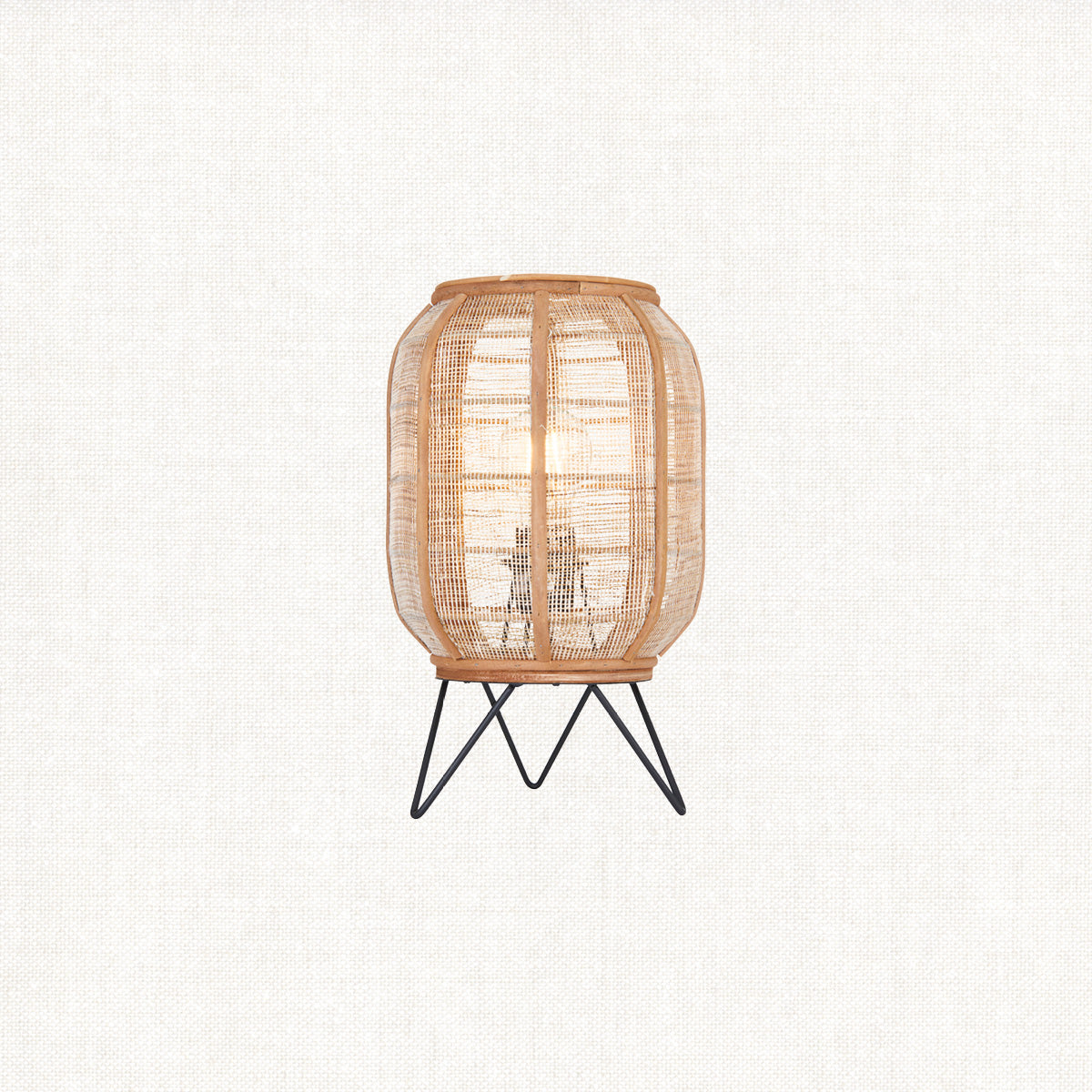 Ren Natural Bamboo Table Lamp in Matt Black