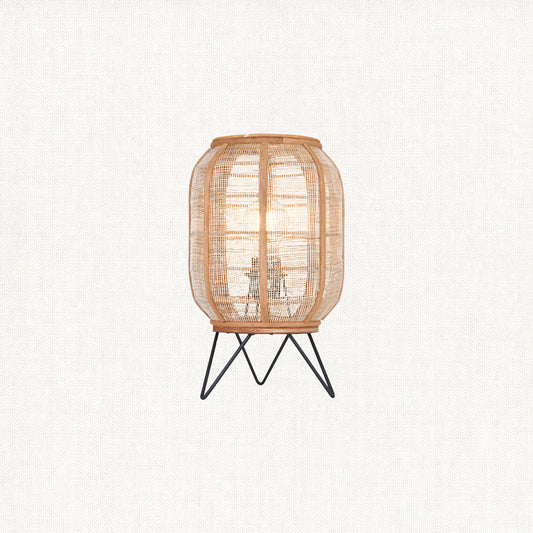 Ren Natural Bamboo Table Lamp in Matt Black
