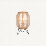 Ren Natural Bamboo Table Lamp in Matt Black