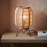 Ren Natural Bamboo Table Lamp in Matt Black