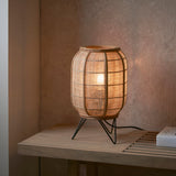 Ren Natural Bamboo Table Lamp in Matt Black