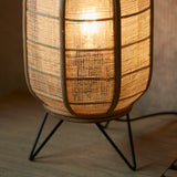 Ren Natural Bamboo Table Lamp in Matt Black