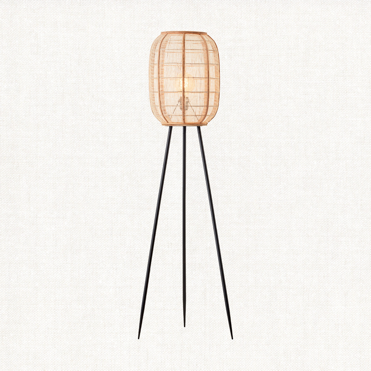Ren Natural Bamboo Tripod Floor Lamp in Matt Black