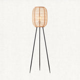 Ren Natural Bamboo Tripod Floor Lamp in Matt Black