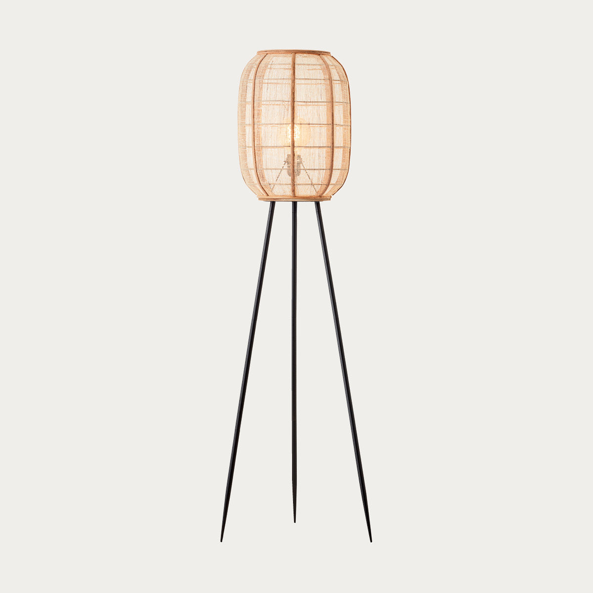 Ren Natural Bamboo Tripod Floor Lamp in Matt Black