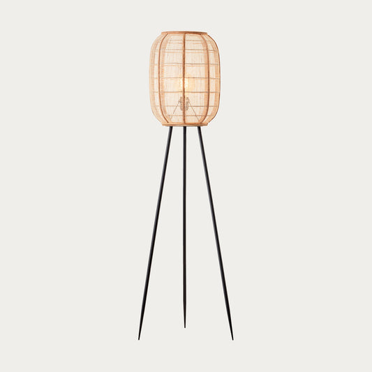 Ren Natural Bamboo Tripod Floor Lamp in Matt Black