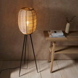 Ren Natural Bamboo Tripod Floor Lamp in Matt Black