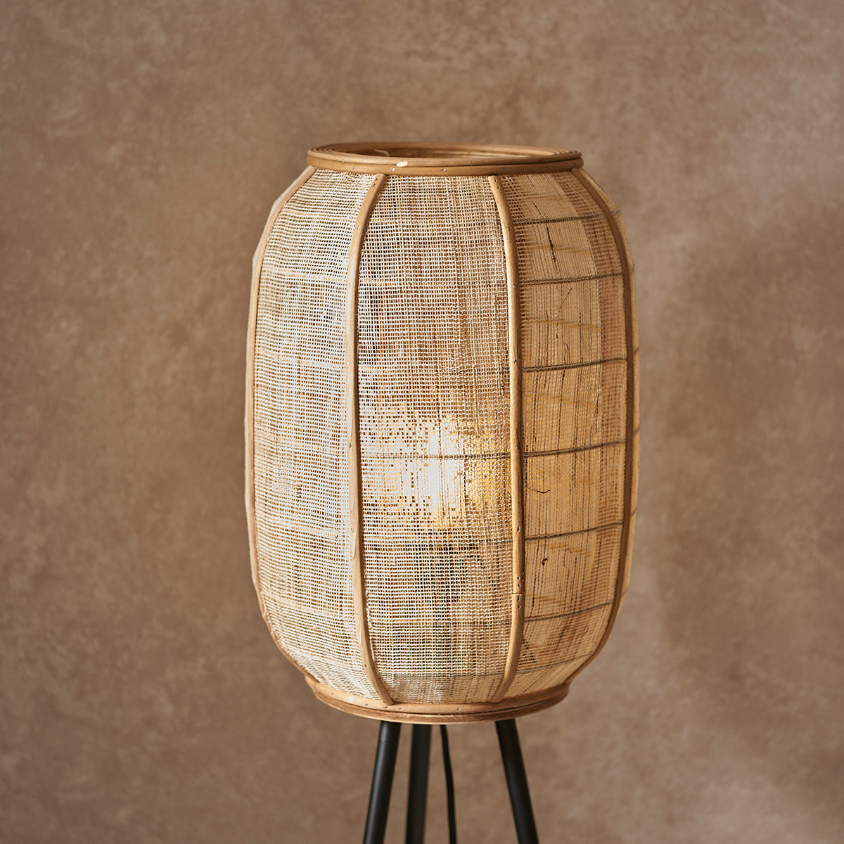 Ren Natural Bamboo Tripod Floor Lamp in Matt Black