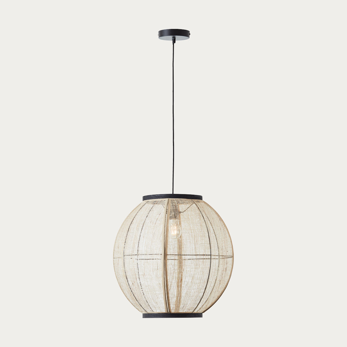 Ren Dark Plywood Round Pendant in Matt Black