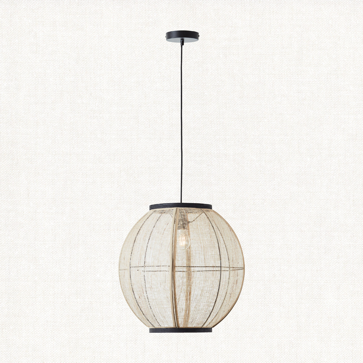 Ren Dark Plywood Round Pendant in Matt Black