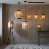 Ren Dark Plywood Round Pendant in Matt Black