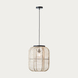 Ren Dark Plywood Oval Pendant in Matt Black