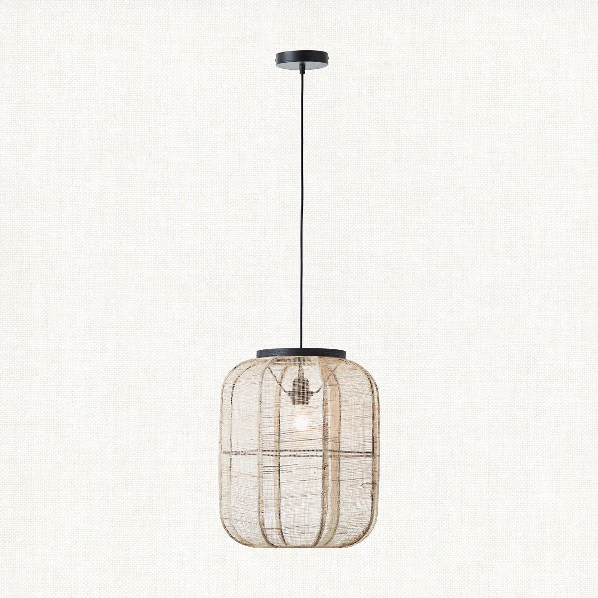 Ren Dark Plywood Oval Pendant in Matt Black